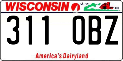 WI license plate 311OBZ