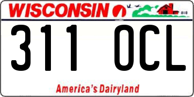 WI license plate 311OCL