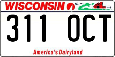 WI license plate 311OCT