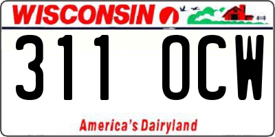 WI license plate 311OCW