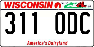 WI license plate 311ODC