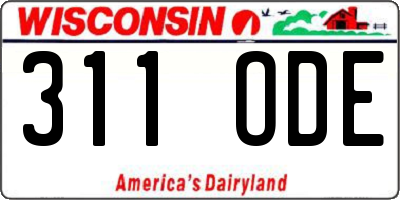 WI license plate 311ODE