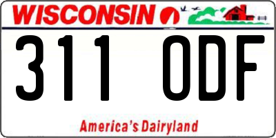 WI license plate 311ODF
