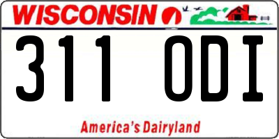 WI license plate 311ODI