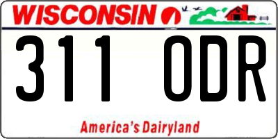 WI license plate 311ODR