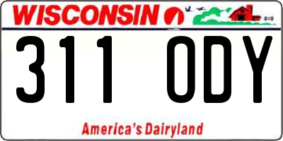 WI license plate 311ODY