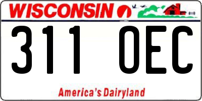 WI license plate 311OEC