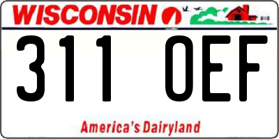 WI license plate 311OEF
