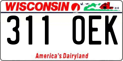WI license plate 311OEK