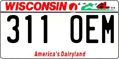 WI license plate 311OEM