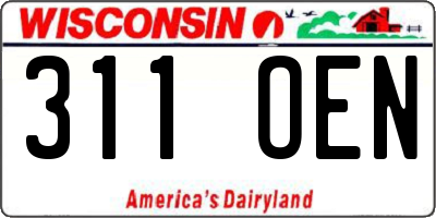 WI license plate 311OEN