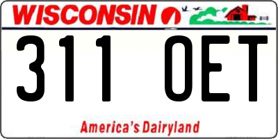 WI license plate 311OET