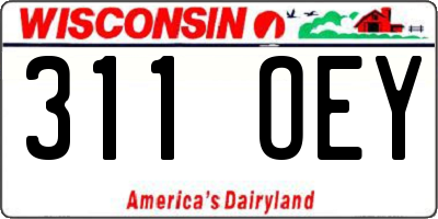 WI license plate 311OEY