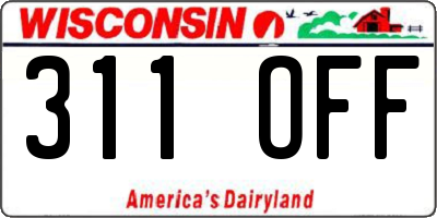 WI license plate 311OFF