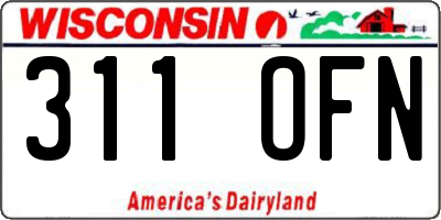 WI license plate 311OFN