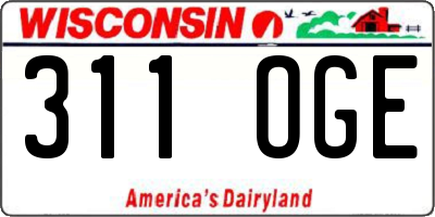 WI license plate 311OGE