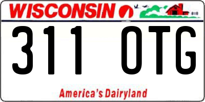 WI license plate 311OTG