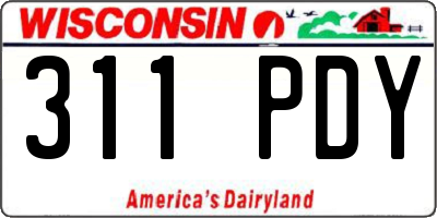 WI license plate 311PDY