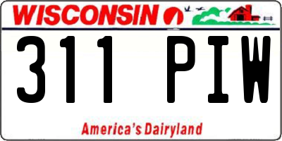 WI license plate 311PIW