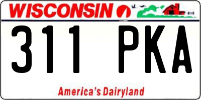 WI license plate 311PKA