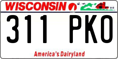 WI license plate 311PKO