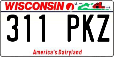 WI license plate 311PKZ