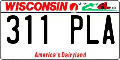 WI license plate 311PLA