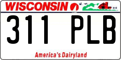 WI license plate 311PLB