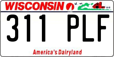 WI license plate 311PLF