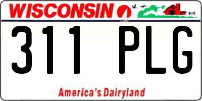 WI license plate 311PLG