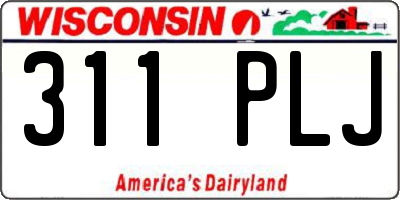 WI license plate 311PLJ
