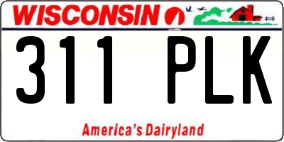 WI license plate 311PLK