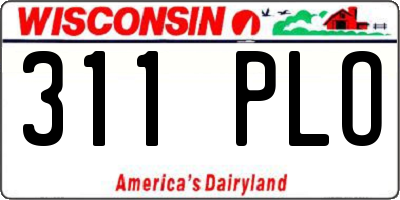 WI license plate 311PLO