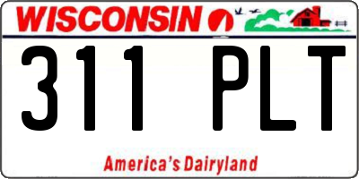 WI license plate 311PLT