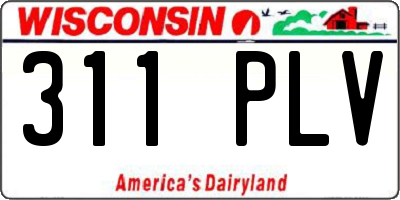 WI license plate 311PLV