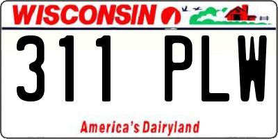 WI license plate 311PLW