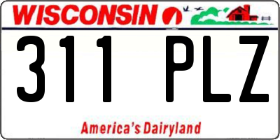 WI license plate 311PLZ