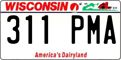 WI license plate 311PMA