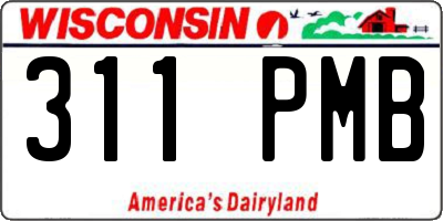 WI license plate 311PMB