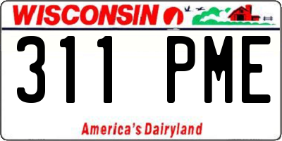 WI license plate 311PME