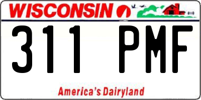 WI license plate 311PMF