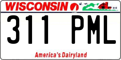 WI license plate 311PML