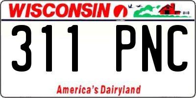 WI license plate 311PNC