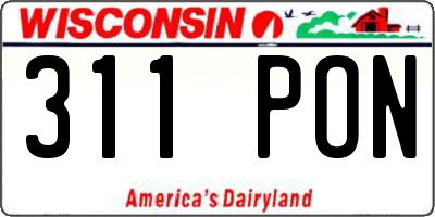 WI license plate 311PON