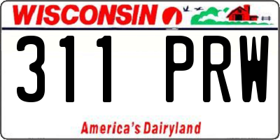 WI license plate 311PRW