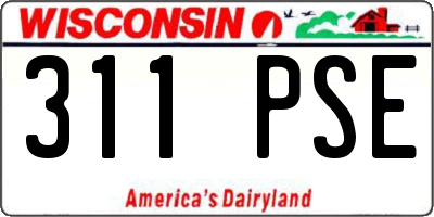 WI license plate 311PSE