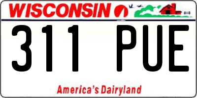 WI license plate 311PUE