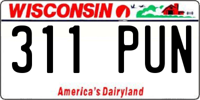 WI license plate 311PUN