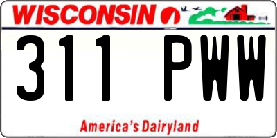 WI license plate 311PWW