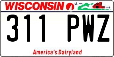 WI license plate 311PWZ